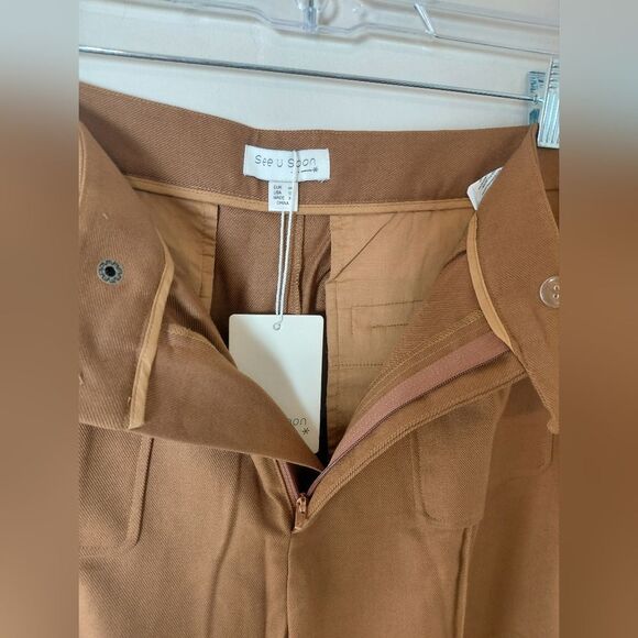 See U Soon Pants SIZE 10 SUPER High Rise Wide Leg Pant In Camel. NWT - Picture 5 of 7